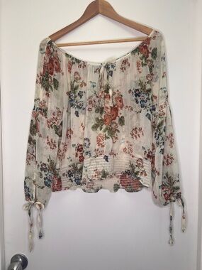 Floral Smocked Peasant Top | Cottagecore Puff Sleeve Blouse